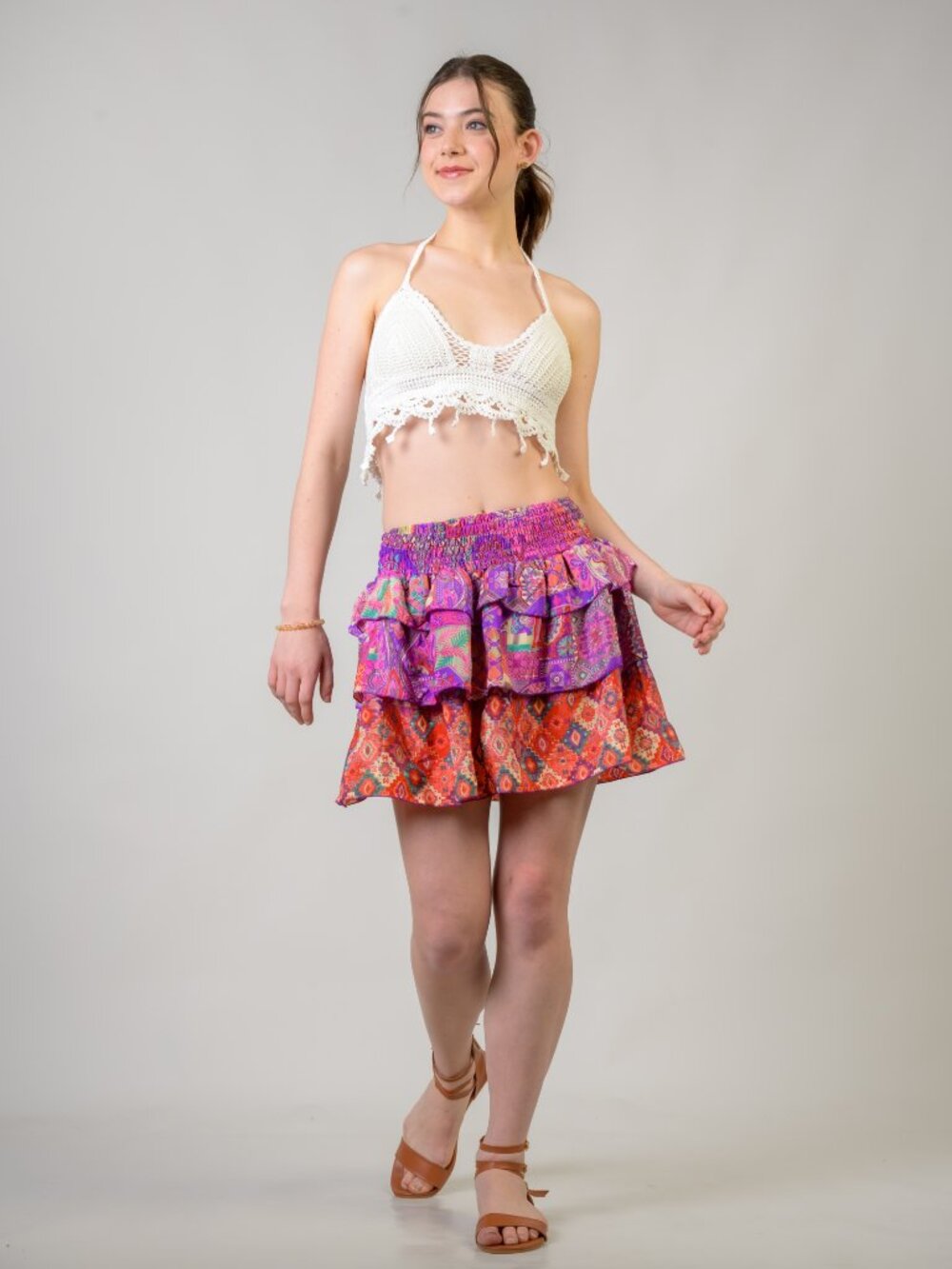 27.) Rhea Layered Pattern Bobbin Skirt (Assorted)